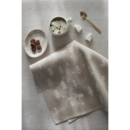 LAPUAN - PORO REINDEER LINEN HAND TOWEL. NATURAL+WHITE