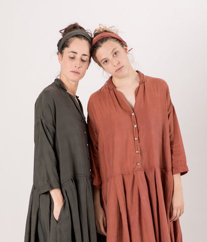 ALBUM DI FAMIGLIA - ROBE À COL PLISSÉ SC - SOIE ET COTON