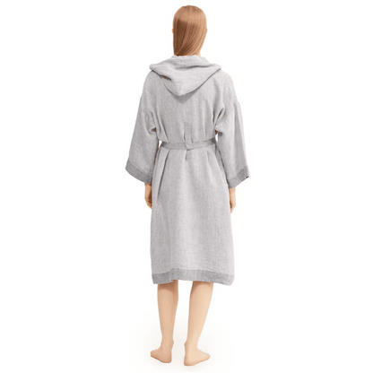 Peignoir à capuche en lin prélavé LAPUAN KANKURIT. Gris.