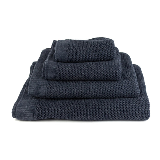 KONTEX - ORGANIC HONEYCOMB WAFFLE TEXTURED TOWEL. NAVY