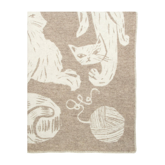 LAPUAN - KISSANPAIVAT CAT DESIGN WOOL BLANKET. BEIGE