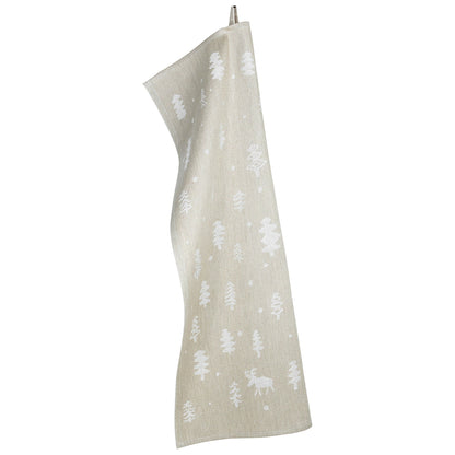 LAPUAN - PORO REINDEER LINEN HAND TOWEL. NATURAL+WHITE