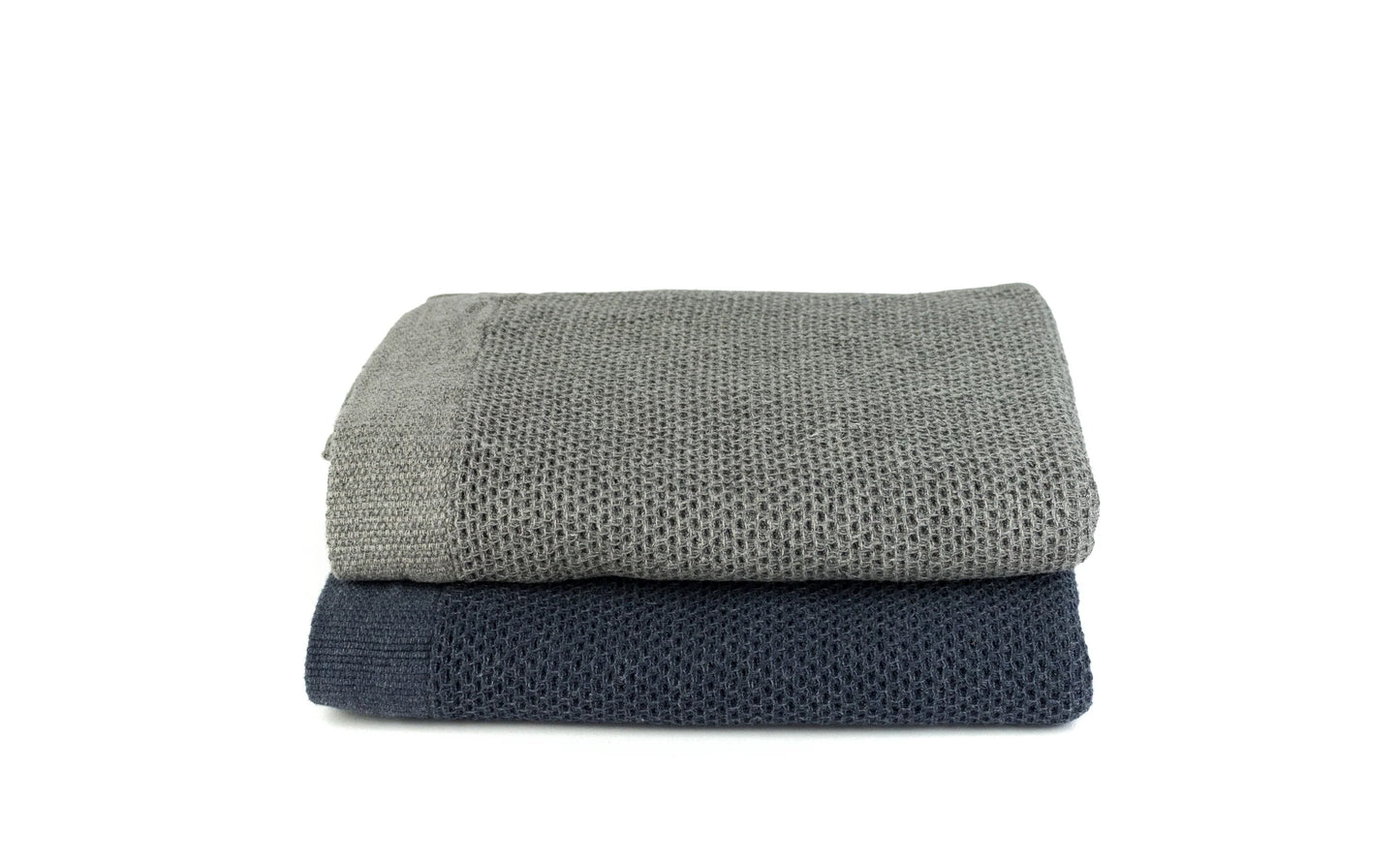 KONTEX - ORGANIC HONEYCOMB WAFFLE TEXTURED TOWEL. NAVY