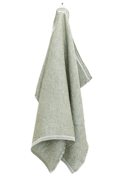LAPUAN - TERVA WAFFLE TOWEL. OLIVE+WHITE