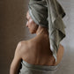 LAPUAN - TERVA WAFFLE TOWEL. OLIVE+WHITE