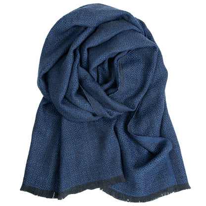 ÉCHARPE EN LAINE MÉRINOS LAPUAN - KOLI. NOIR+BLEU