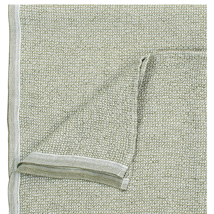 LAPUAN - TERVA WAFFLE TOWEL. OLIVE+WHITE
