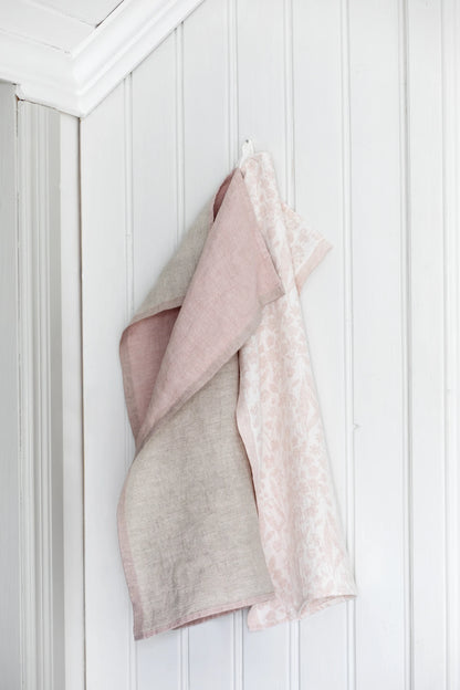 LAPUAN - SERVIETTE EN LIN NIITTY. BLANC+ROSE