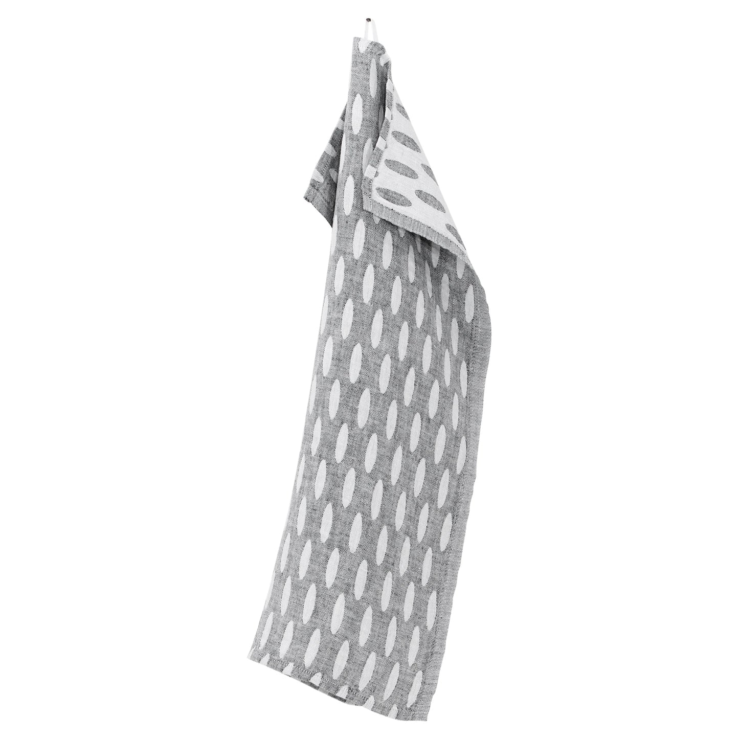 LAPUAN - HELMI LINEN HAND TOWEL. GREY+WHITE