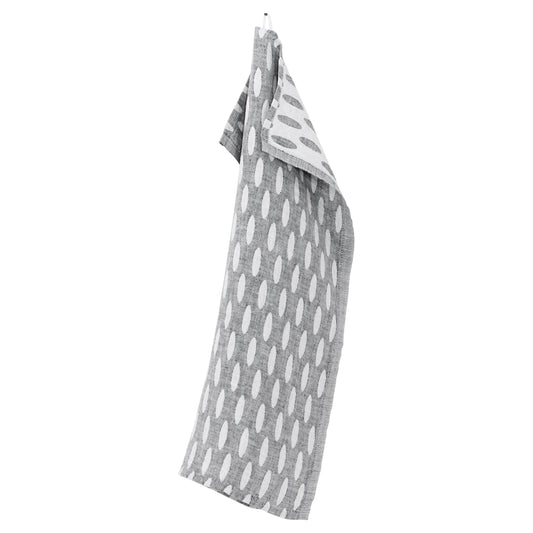 LAPUAN - HELMI LINEN HAND TOWEL. GREY+WHITE