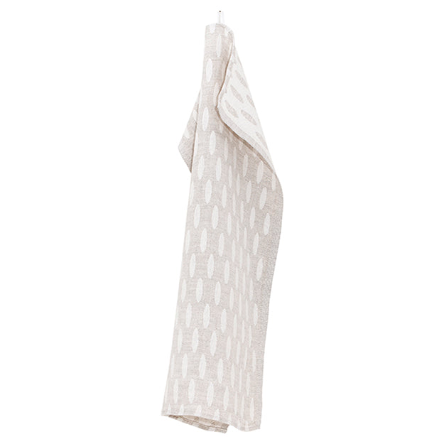 LAPUAN - HELMI LINEN HAND TOWEL. NATURAL+WHITE