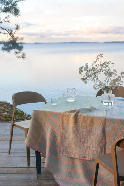 LAPUAN - SERVIETTE DE CUISINE EN LIN HELMI. ROSE+BLANC