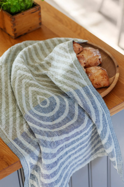 LAPUAN - SERVIETTE DE CUISINE EN LIN HELMI. ROSE+BLANC