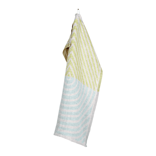 LAPUAN - METSÄLAMPI LINEN HAND TOWEL. ROSE+GREY+LIME