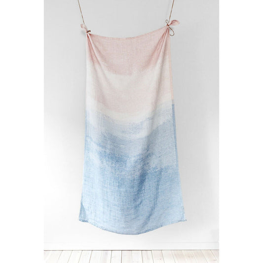 LAPUAN - SAARI LINEN KING TOWEL. ROSE+RAINY BLUE