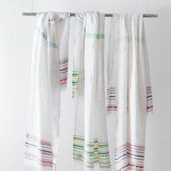 LAPUAN - WATAMU LINEN KING TOWEL. RED + BLUE