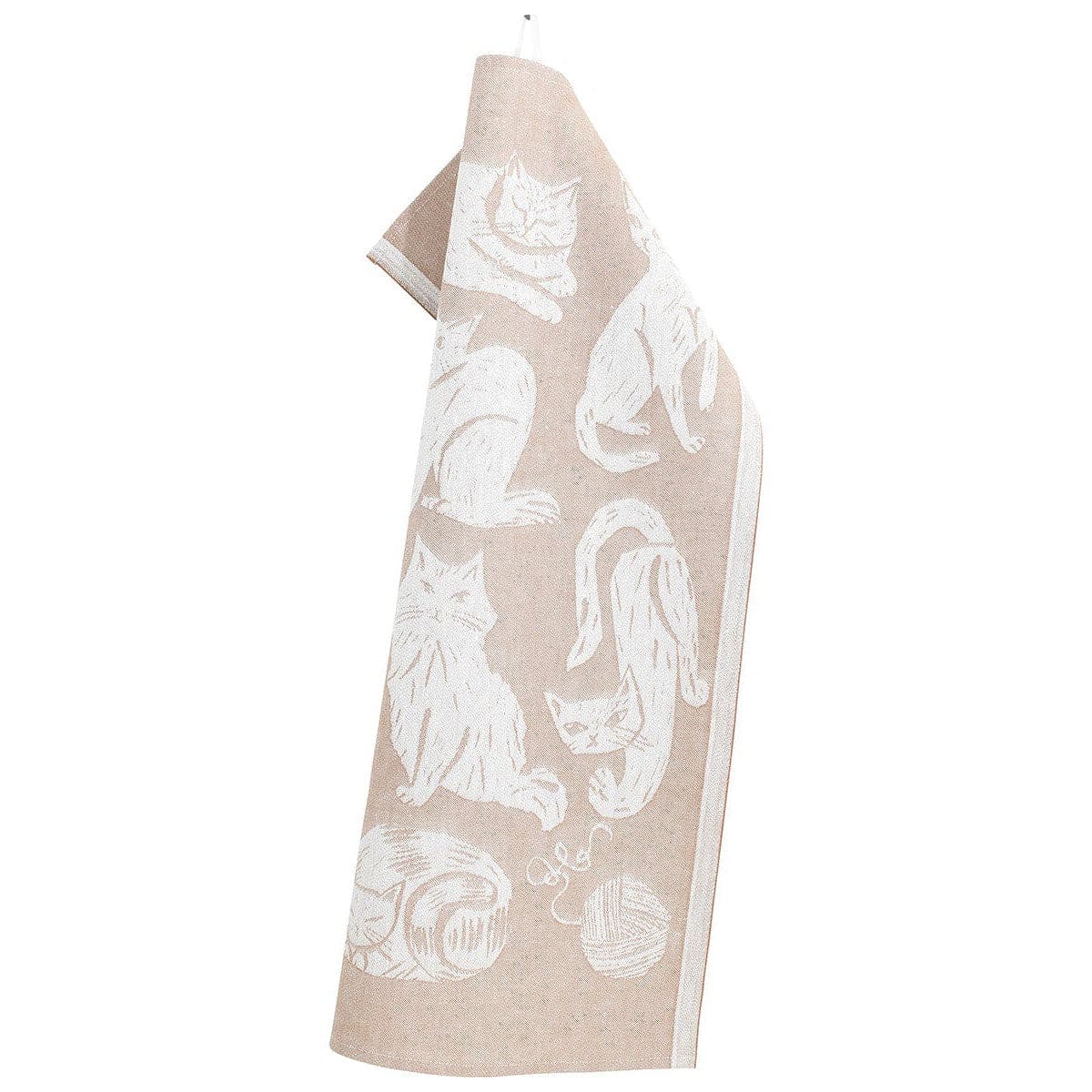 LAPUAN - KISSANPAIVAT CAT DESIGN HAND TOWEL. WHITE+CINNAMON