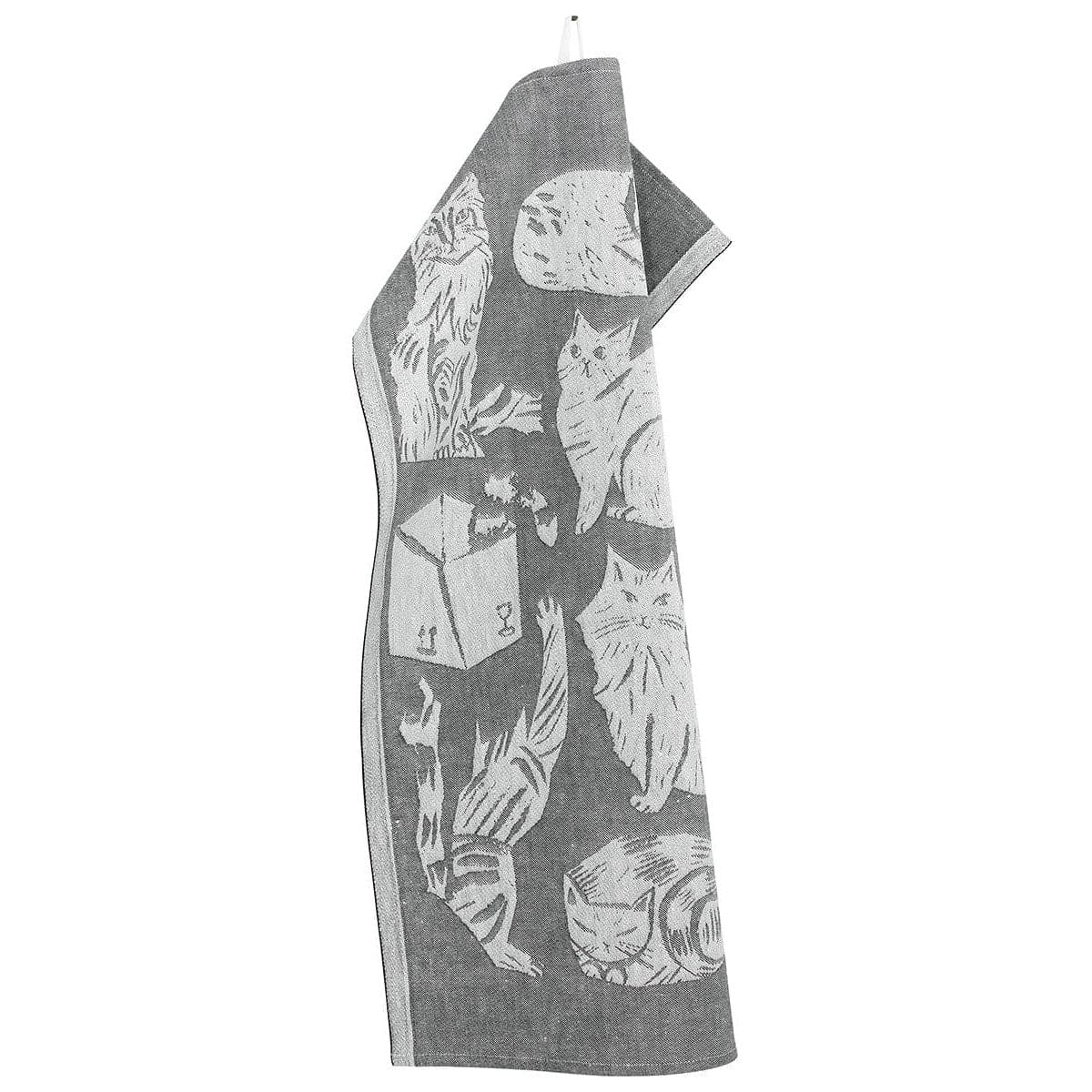 LAPUAN - KISSANPAIVAT CAT DESIGN HAND TOWEL. WHITE+GREY