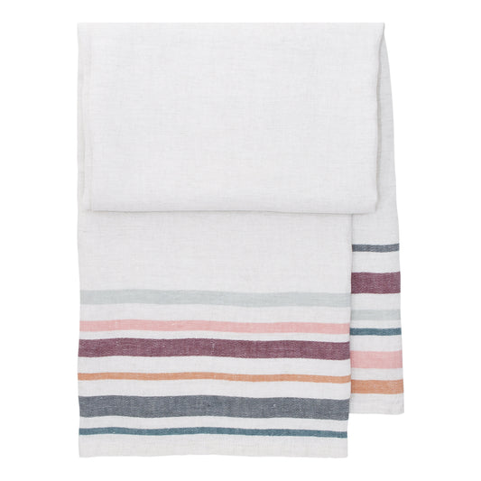 LAPUAN - LEWA LINEN KING TOWEL. GREY+BURGUNDY