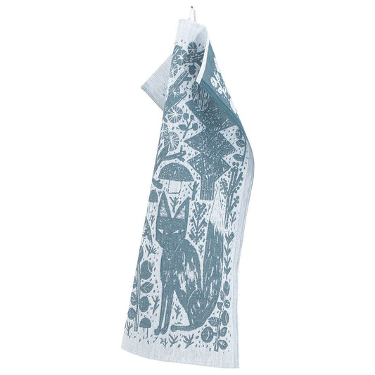 LAPUAN - METSIKKO LINEN HAND TOWEL. WHITE+ASPEN GREEN