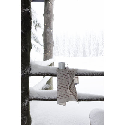 LAPUAN - PAUSSI LINEN HAND TOWEL. NATURAL+BURGUNDY