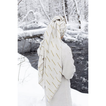 LAPUAN - PAUSSI LINEN KING BATH TOWEL. NATURAL+OLIVE