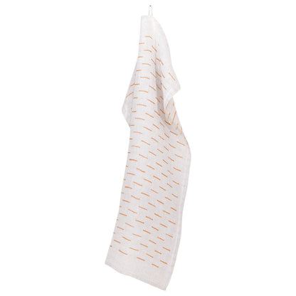LAPUAN - PAUSSI LINEN HAND TOWEL. NATURAL+RUST