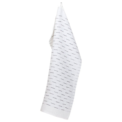 LAPUAN - PAUSSI LINEN HAND TOWEL. WHITE+GREY