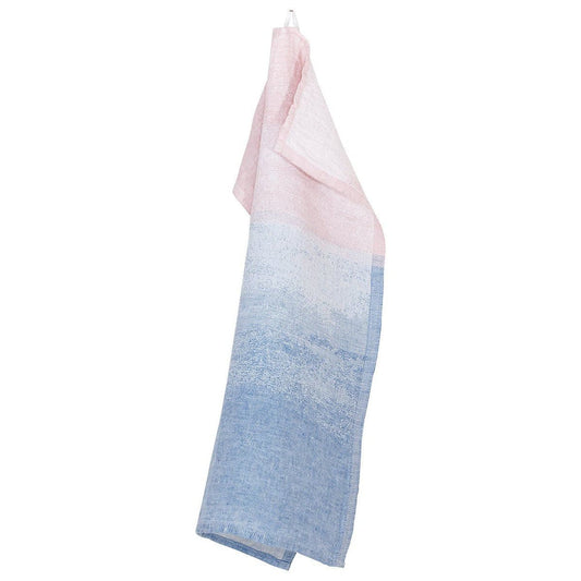 LAPUAN - SAARI LINEN HAND TOWEL. ROSE + RAINY BLUE