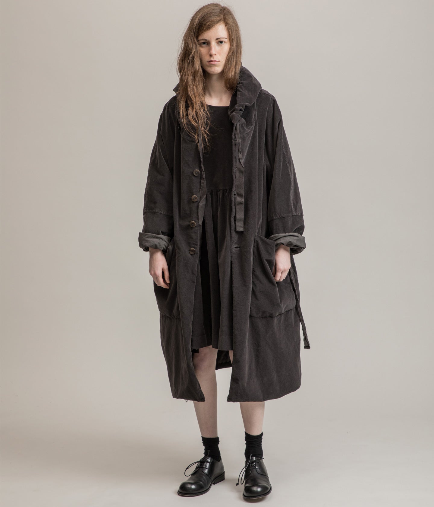 ALBUM DI FAMIGLIA - VELVET LOOSE HOODED COAT