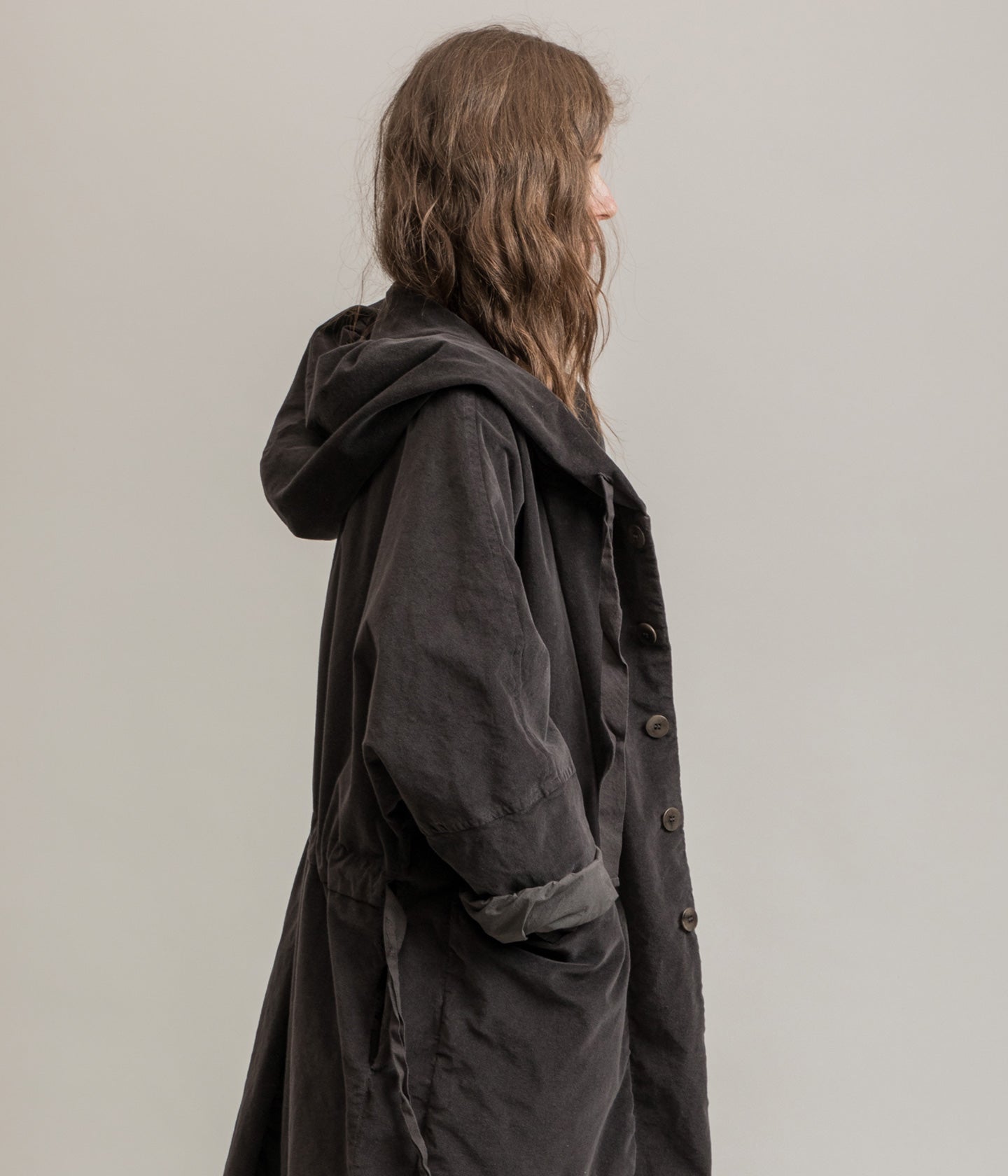 ALBUM DI FAMIGLIA - VELVET LOOSE HOODED COAT