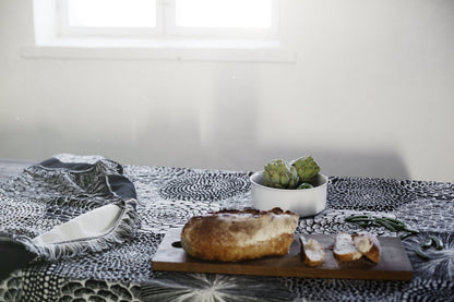 LAPUAN - COUVERTURE / NAPPE EN COTON BIOLOGIQUE + LIN RUUT. NOIR