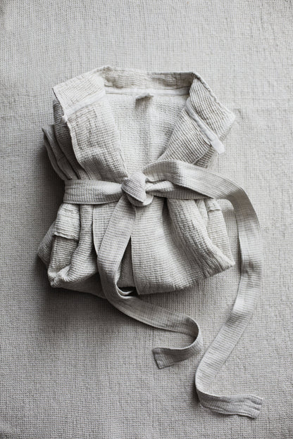 LAPUAN - PEIGNOIR TERVA WAFFLE. NATUREL+NOIR