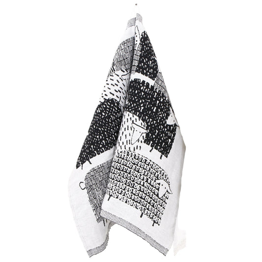 LAPUAN - PAKAPAAT LINEN HAND TOWEL. WHITE+BLACK