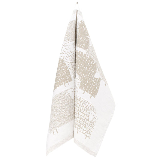 LAPUAN - PAKAPAAT LINEN HAND TOWEL. NATURAL+WHITE