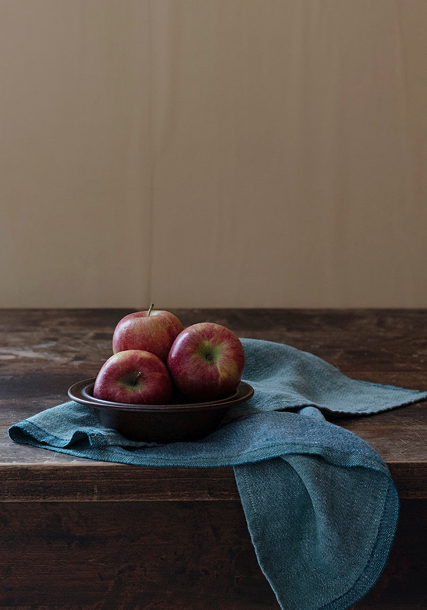 LAPUAN - DUO LINEN HAND TOWEL. PETROLEUM+BLUEBERRY