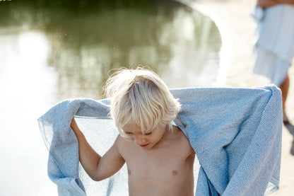 LAPUAN - TERVA WAFFLE TOWEL. WHITE+RAINY BLUE