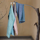 LAPUAN - DUO LINEN HAND TOWEL. PETROLEUM+BLUEBERRY