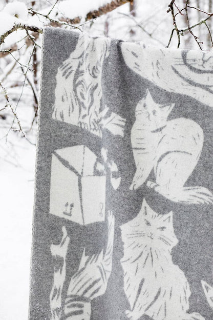PLAID EN LAINE LAPUAN - KISSANPAIVAT CAT DESIGN. GRIS