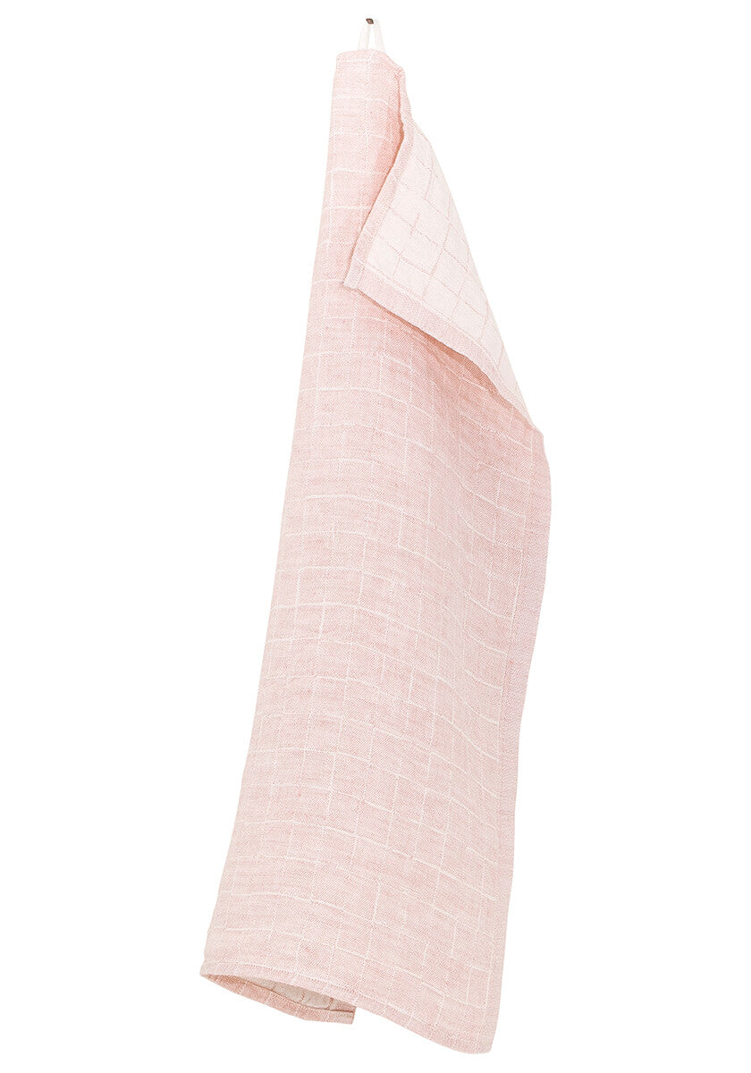 LAPUAN - LASTU LINEN HAND TOWEL. ROSE+WHITE