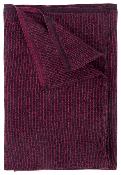 LAPUAN - TERVA WAFFLE TOWEL. BLACK+BURGUNDY