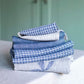 LAPUAN - FRIIDA - LINEN HAND TOWEL. NATURAL LINEN + BLUEBERRY
