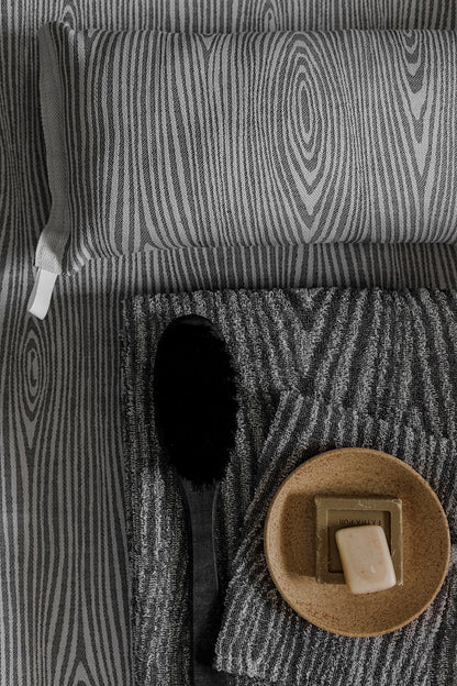 LAPUAN - VIILU LINEN ÉPONGE DOS GOMMAGE. GRIS+BLANC