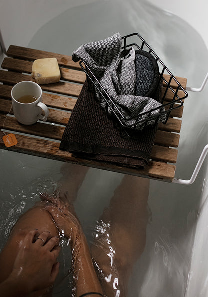 LAPUAN - VIILU LINEN ÉPONGE DOS GOMMAGE. GRIS+BLANC