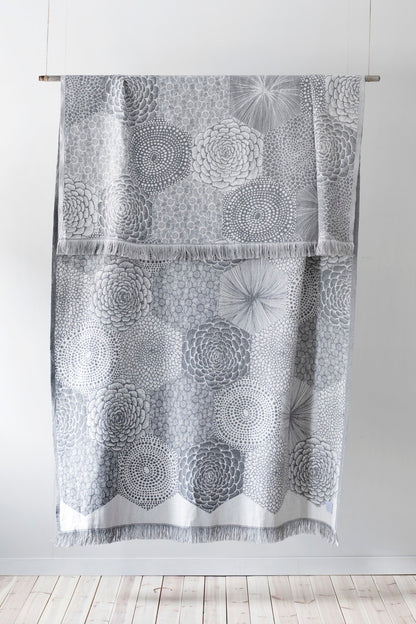 LAPUAN - COUVERTURE / NAPPE EN COTON BIOLOGIQUE + LIN. GRIS