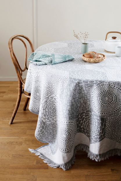 LAPUAN - COUVERTURE / NAPPE EN COTON BIOLOGIQUE + LIN. GRIS